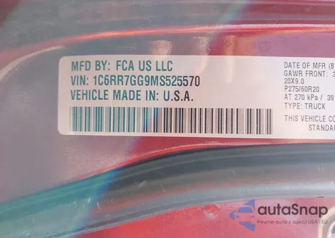 2021 Ram 1500 Classic Warlock 4X4 6'4 Box from USA, damaged, VIN 1C6RR7GG9MS525570